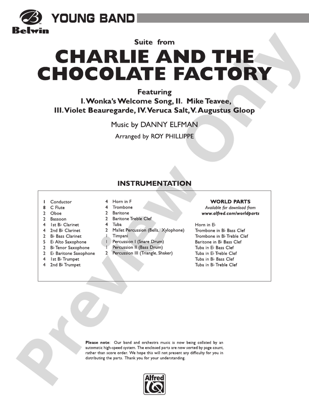 Charlie and the Chocolate Factory, Suite from - Concert Band Conductor Score & Parts (Digital Download)
