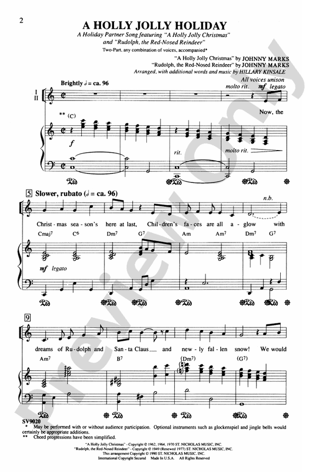 A Holly Jolly Holiday - 2-Part Choral Octavo (Digital Download)