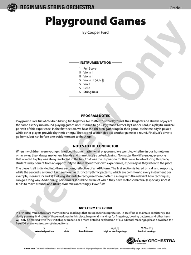 Playground Games - String Orchestra Conductor Score & Parts (Digital Download)