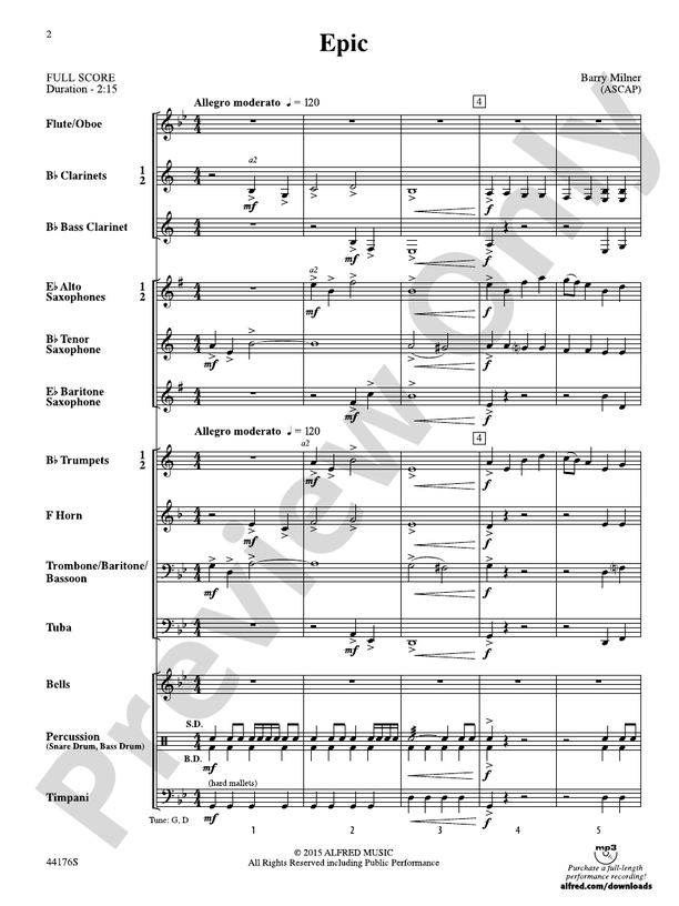 Epic - Concert Band Conductor Score & Parts (Digital Download)