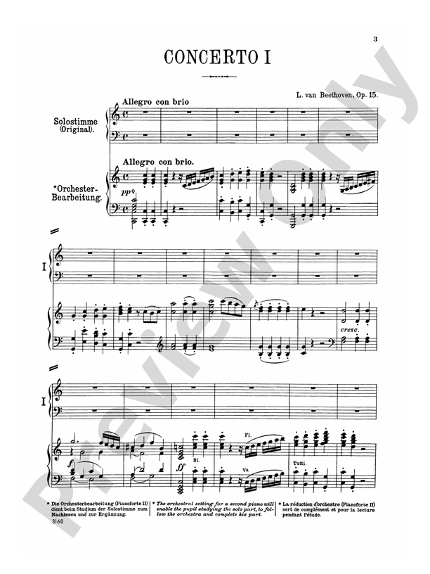 Beethoven - Piano Concerto No. 1 in C Major, Opus 15 - 2 Piano, 4 Hands (Digital Download)