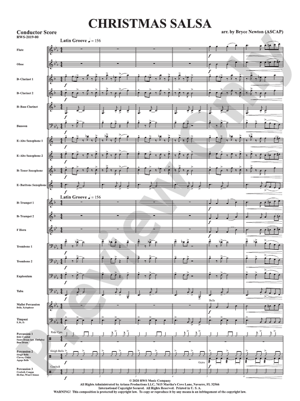 Christmas Salsa - Concert Band Conductor Score & Parts (Digital Download)