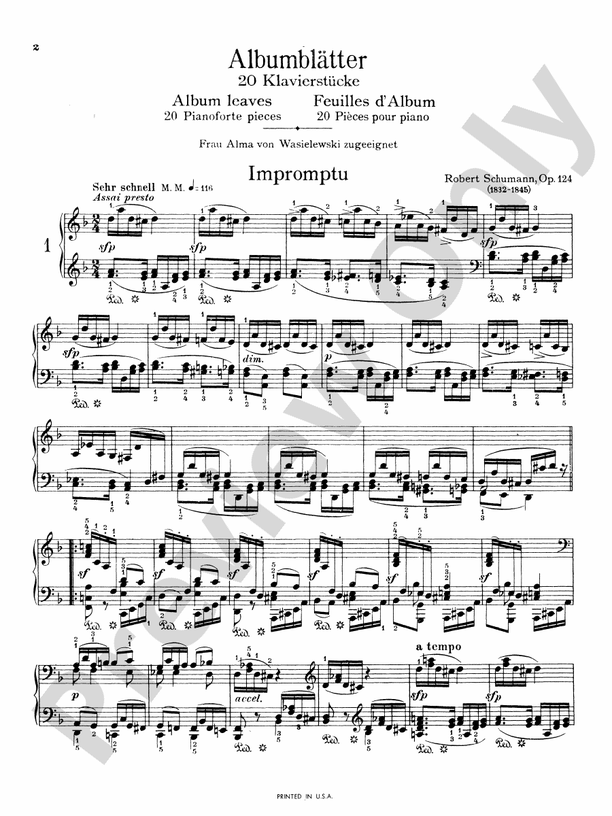 Schumann - Album Leaves (Albumbl√§tter), Op. 124 - Piano Solo (Digital Download)