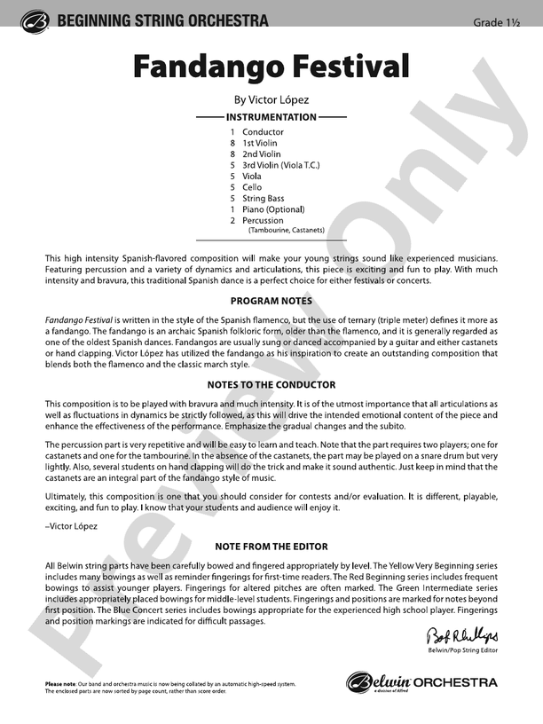 Fandango Festival - String Orchestra Conductor Score & Parts (Digital Download)