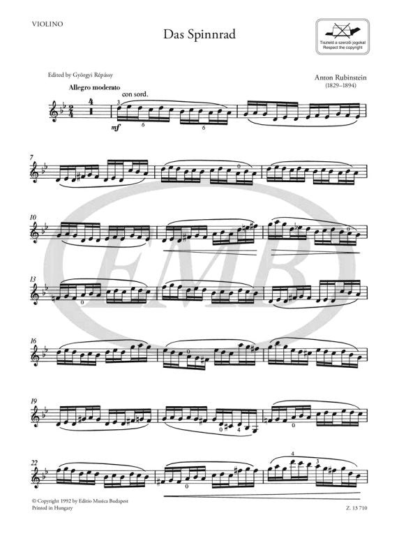 Rubinstein - The Spinning Wheel - Violin/Piano Accompaniment EMB Z13710