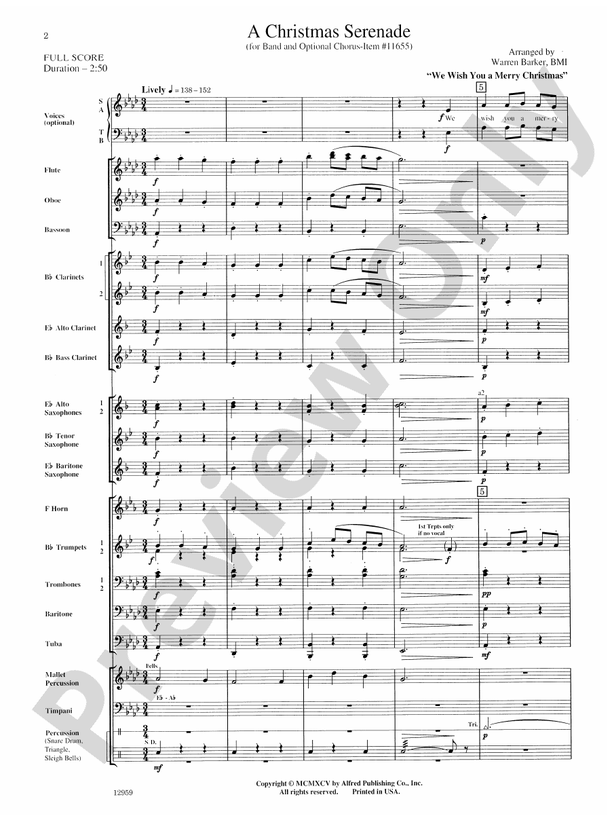 A Christmas Serenade (with optional chorus) - Concert Band Conductor Score & Parts (Digital Download)