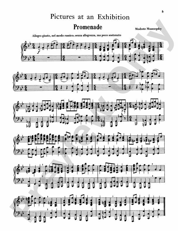 Mussorgsky - Pictures at an Exhibition - Piano Solo (Digital Download)