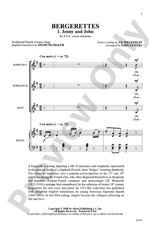 Bergerettes 1 – SSA Choral Octavo (Digital Download)