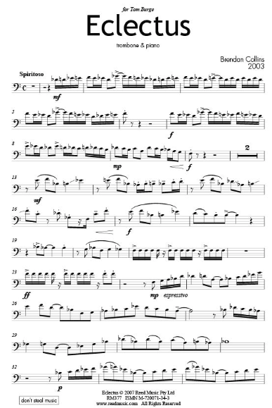 Eclectus - Brendan Collins - Trombone & Piano - Reed Music