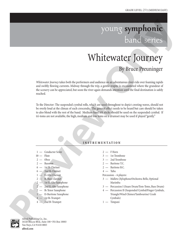 White Water Journey - Concert Band Conductor Score & Parts (Digital Download)