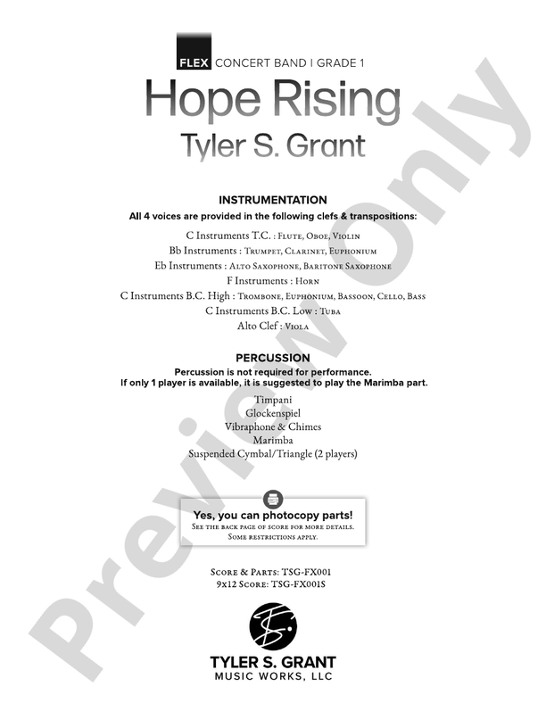 Hope Rising (Flexible Arrangement) - Concert Band Conductor Score & Parts (Digital Download)