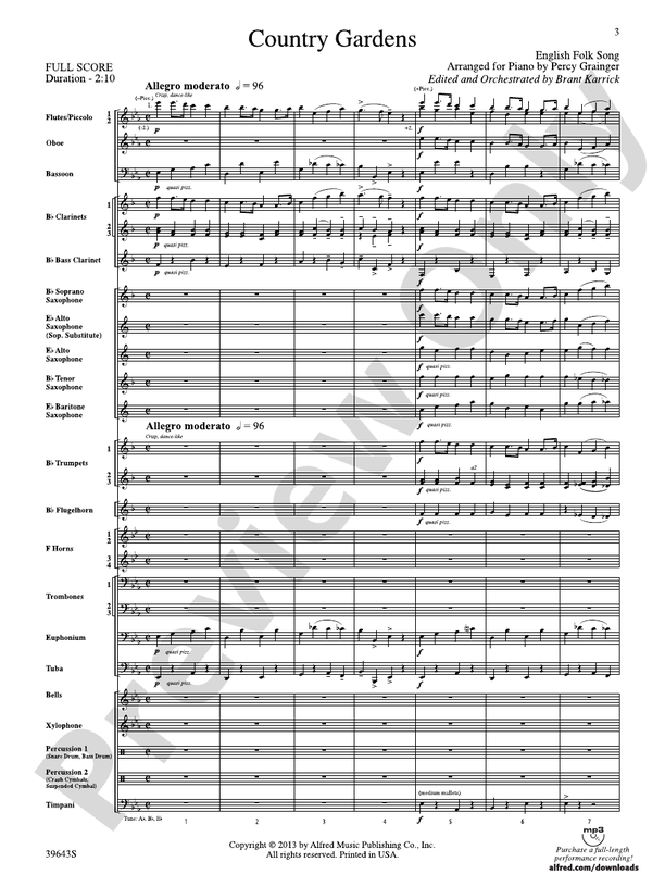 Country Gardens - Concert Band Conductor Score & Parts (Digital Download)
