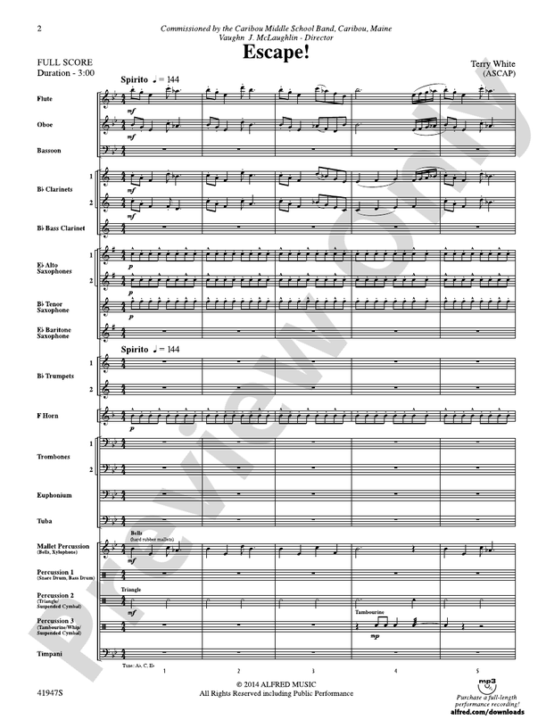 Escape! - Concert Band Conductor Score & Parts (Digital Download)