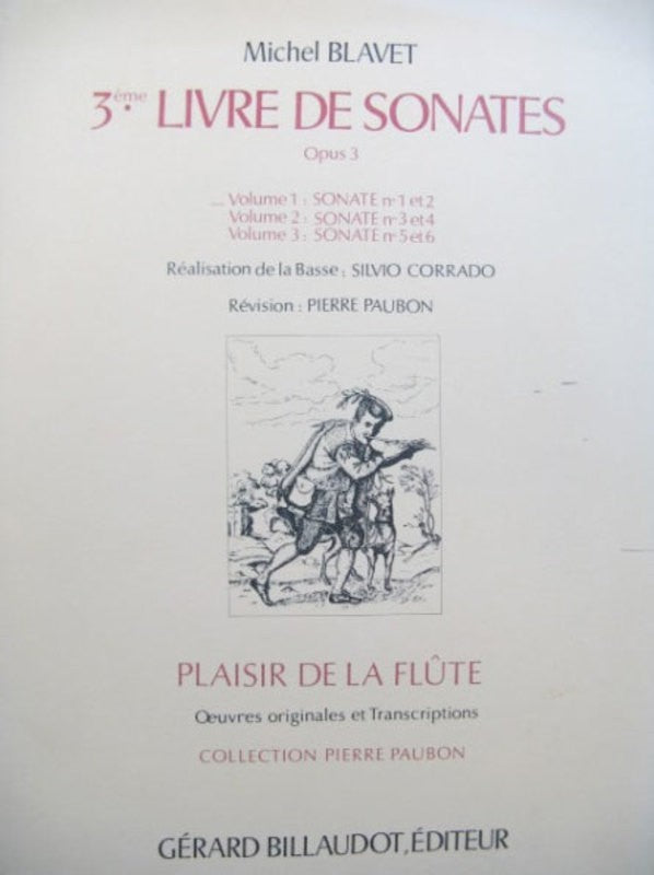 Blavet - 3rd Book of Sonatas Op3 Volume 1 - Flute/Piano Accompaniment Billaudot GB3128
