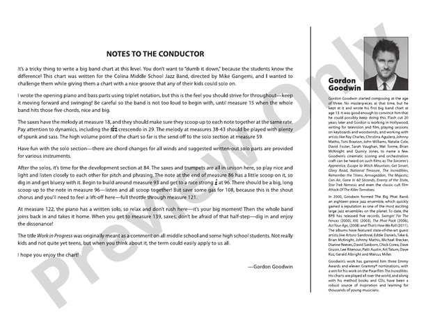 Work in Progress - Jazz Ensemble Conductor Score & Parts(Digital Download)