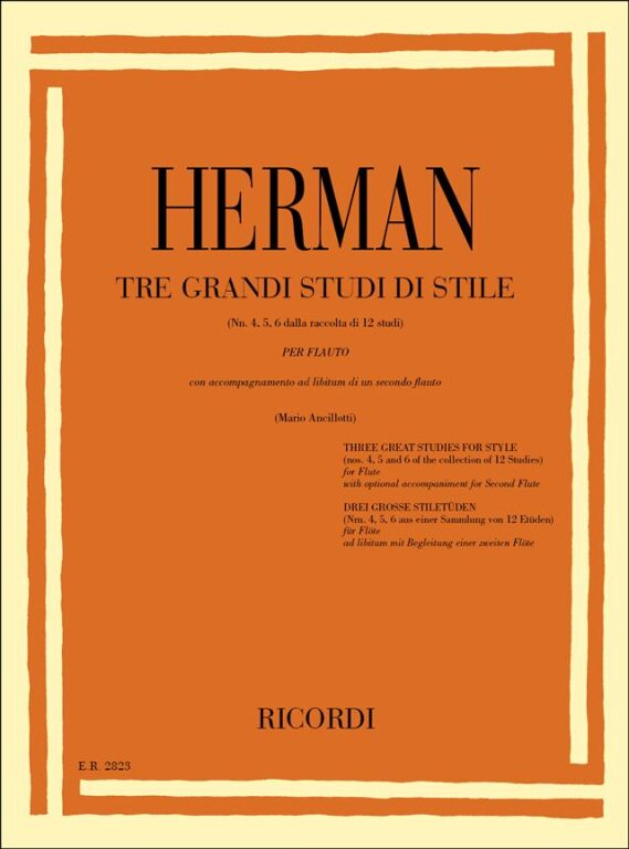 3 Grandi Studi Di Stile - Un Secondo Flauto - Nn. 4 - 6 - Jules Herman - Flute Ricordi Flute Solo