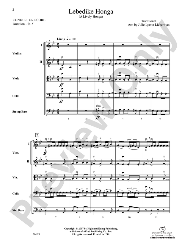 Lebedike Honga (A Lively Honga) – String Orchestra Conductor Score & Parts (Digital Download)