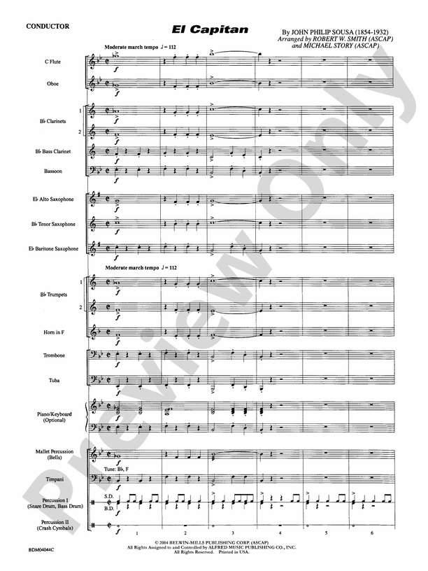 El Capitan (Grade 1.5) - Concert Band Conductor Score & Parts (Digital Download)