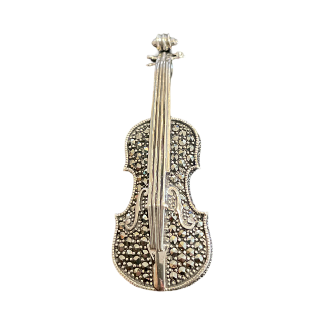 Marcasite Violin Pin/Brooch