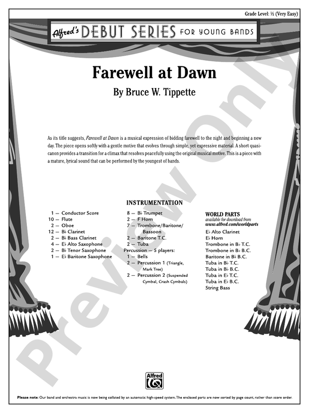 Farewell at Dawn - Concert Band Conductor Score & Parts (Digital Download)
