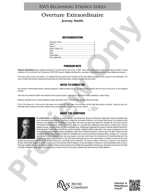 Overture Extraordinaire - String Orchestra Conductor Score & Parts (Digital Download)