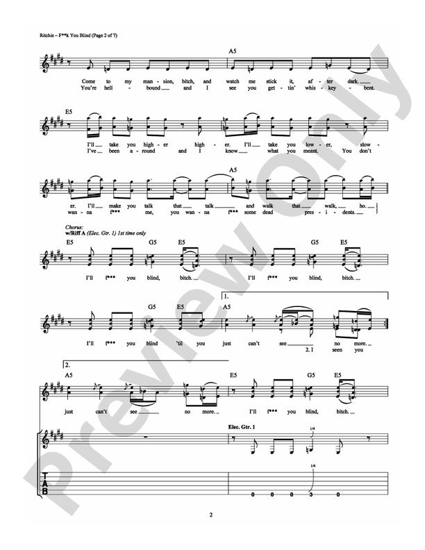 F**k You Blind - Guitar TAB (Digital Download)
