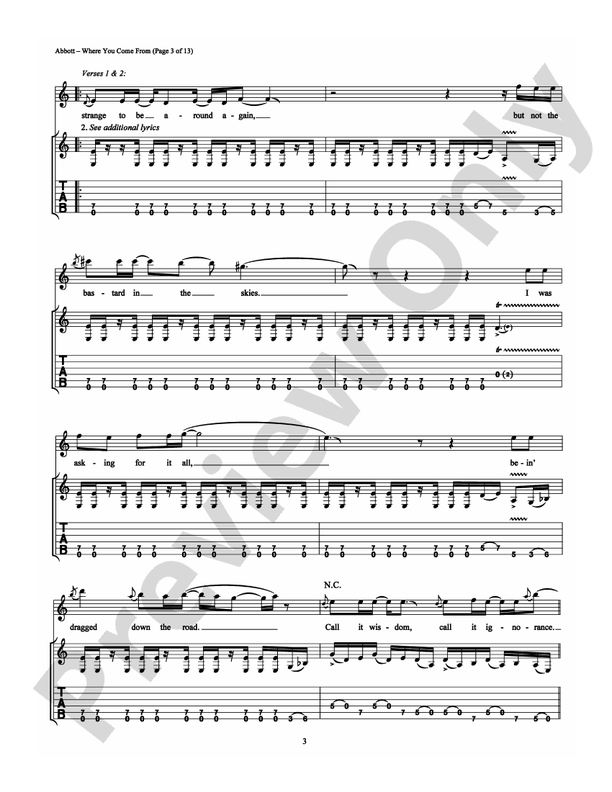 Where You Come From - Guitar TAB (Digital Download)
