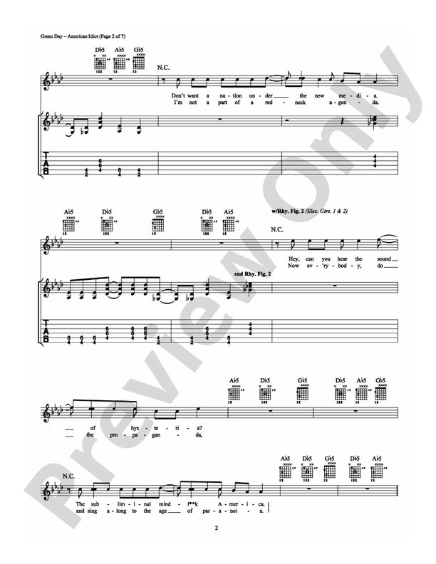 American Idiot - Guitar TAB (Digital Download)