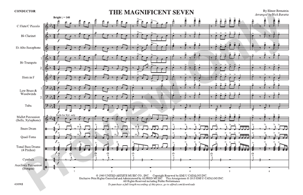 The Magnificent Seven (Arr. Nick Baratta) – Marching Band Conductor Score & Parts (Digital Download)