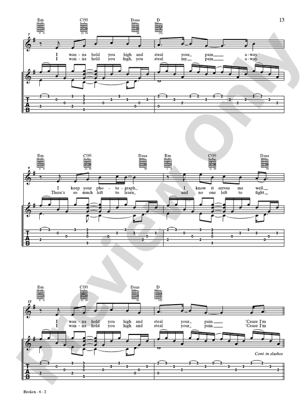 Broken (Featuring Amy Lee) - Guitar TAB Book (Digital Download)