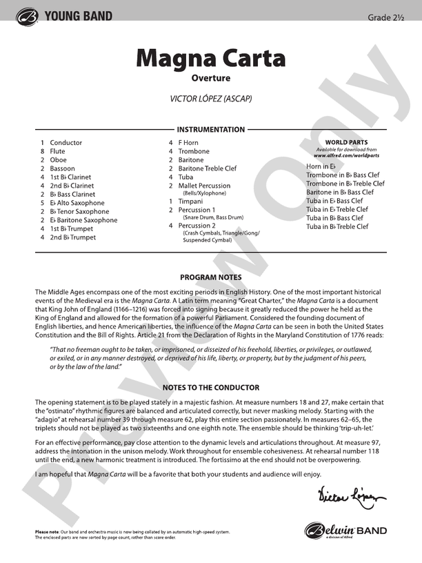 Magna Carta - Concert Band Conductor Score & Parts (Digital Download)