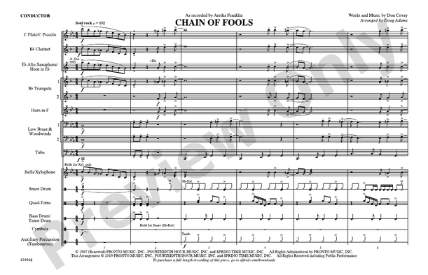 Chain of Fools – Marching Band Conductor Score & Parts (Digital Download)