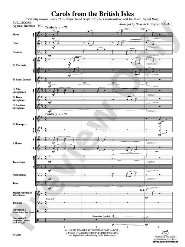 Carols from the British Isles - Concert Band Conductor Score & Parts (Digital Download)