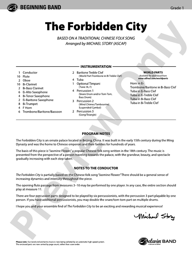The Forbidden City - Concert Band Conductor Score & Parts (Digital Download)