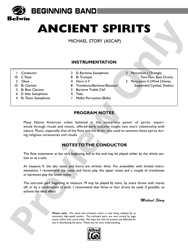 Ancient Spirits - Concert Band Conductor Score & Parts (Digital Download)