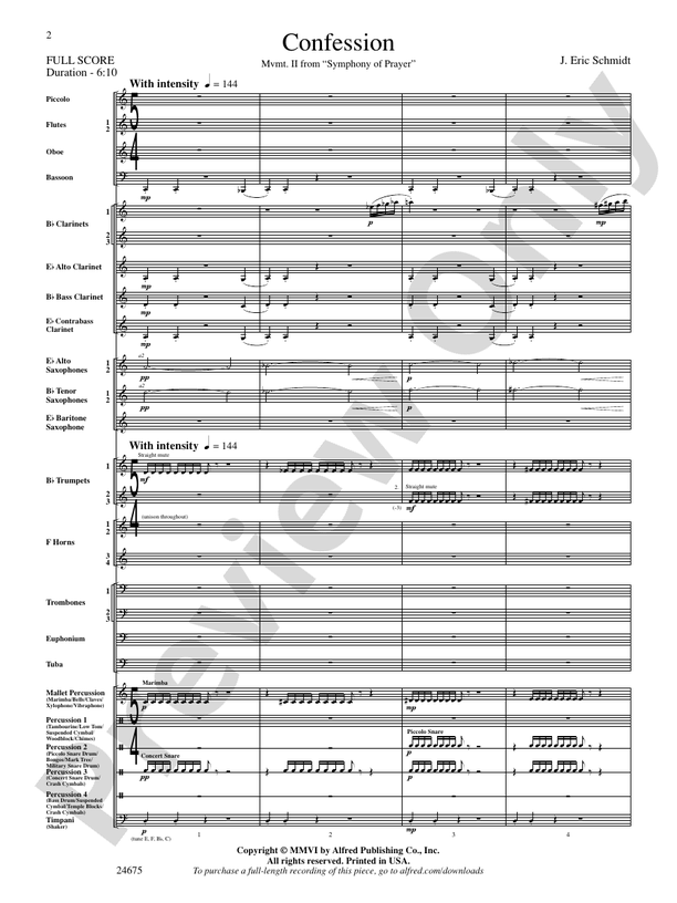 Confession (Movement 2 of Symphony of Prayer) - Concert Band Conductor Score & Parts (Digital Download)