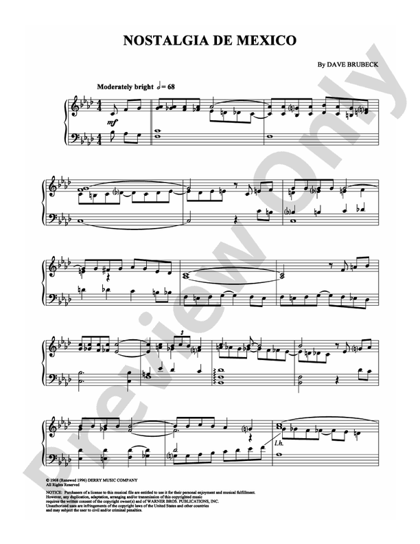 Nostalgia de Mexico - Piano (Digital Download)