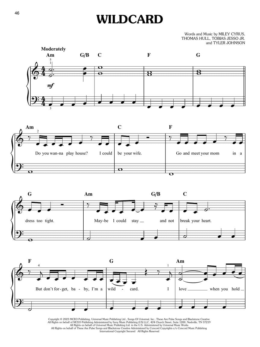 Miley Cyrus - Endless Summer Vacation - Easy Piano Solo Hal Leonard 1229481