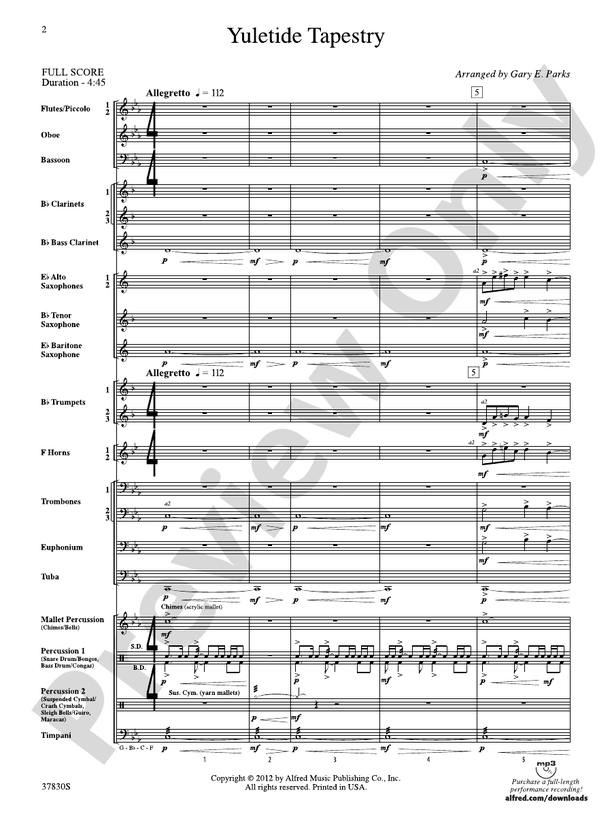 Yuletide Tapestry - Concert Band Conductor Score & Parts (Digital Download)