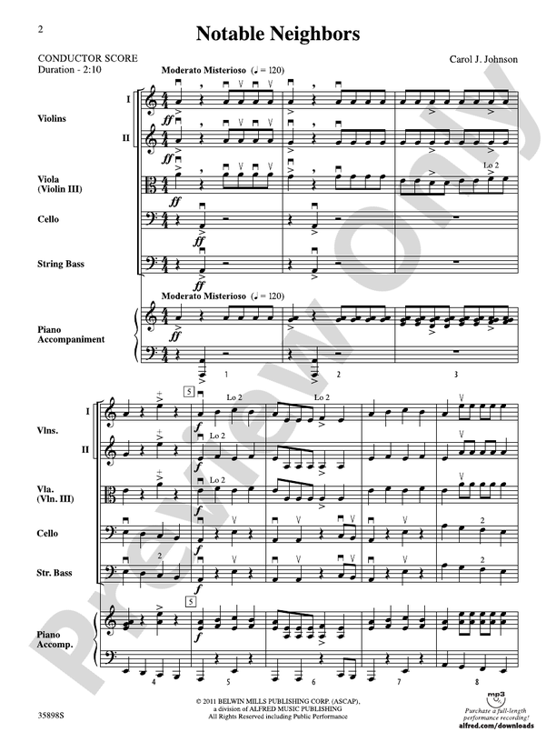 Notable Neighbors – String Orchestra Conductor Score & Parts (Digital Download)