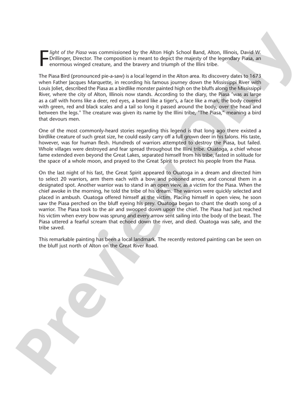 Flight of the Piasa - Concert Band Conductor Score & Parts (Digital Download)