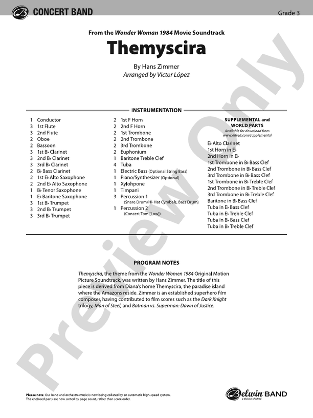 Themyscira - Concert Band Conductor Score & Parts (Digital Download)