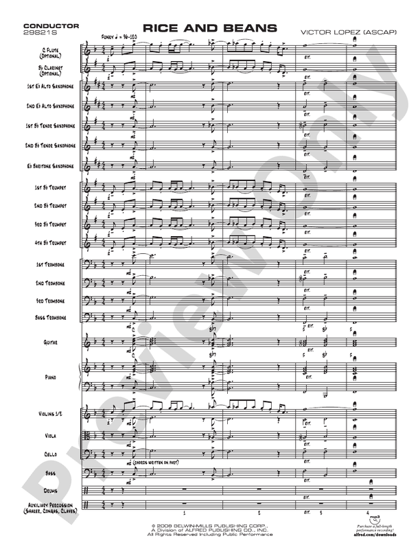Rice and Beans - Jazz Ensemble Conductor Score & Parts(Digital Download)
