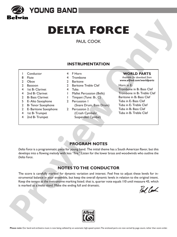 Delta Force - Concert Band Conductor Score & Parts (Digital Download)
