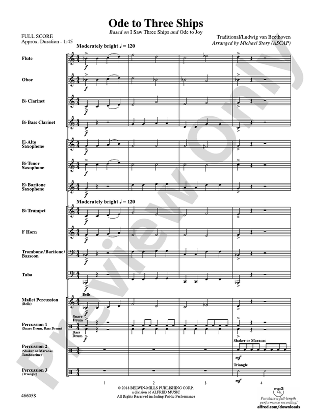 Ode to Three Ships - Concert Band Conductor Score & Parts (Digital Download)