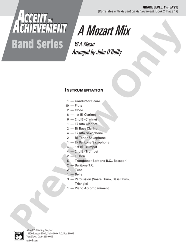 A Mozart Mix - Concert Band Conductor Score & Parts (Digital Download)