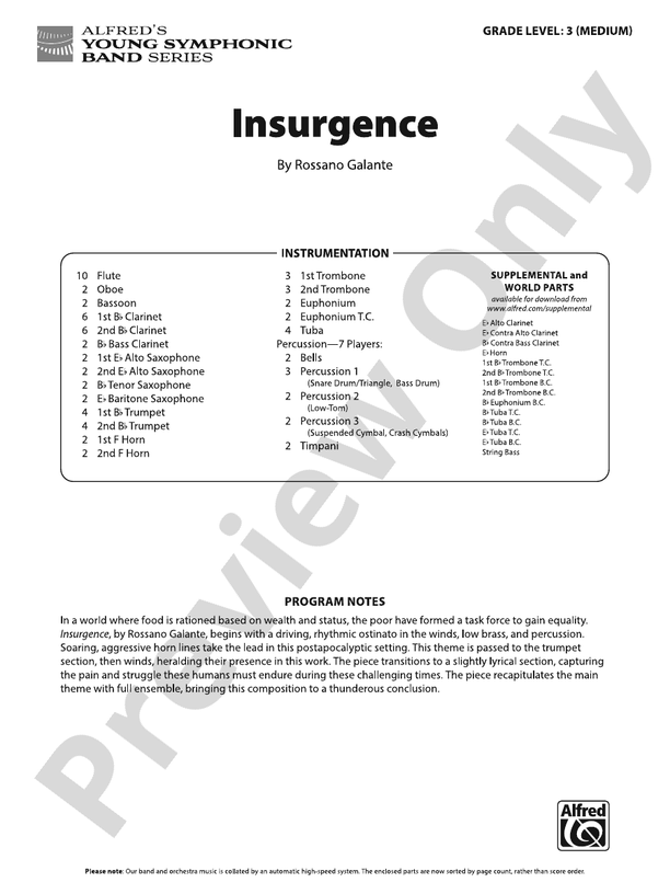Insurgence - Concert Band Conductor Score & Parts (Digital Download)