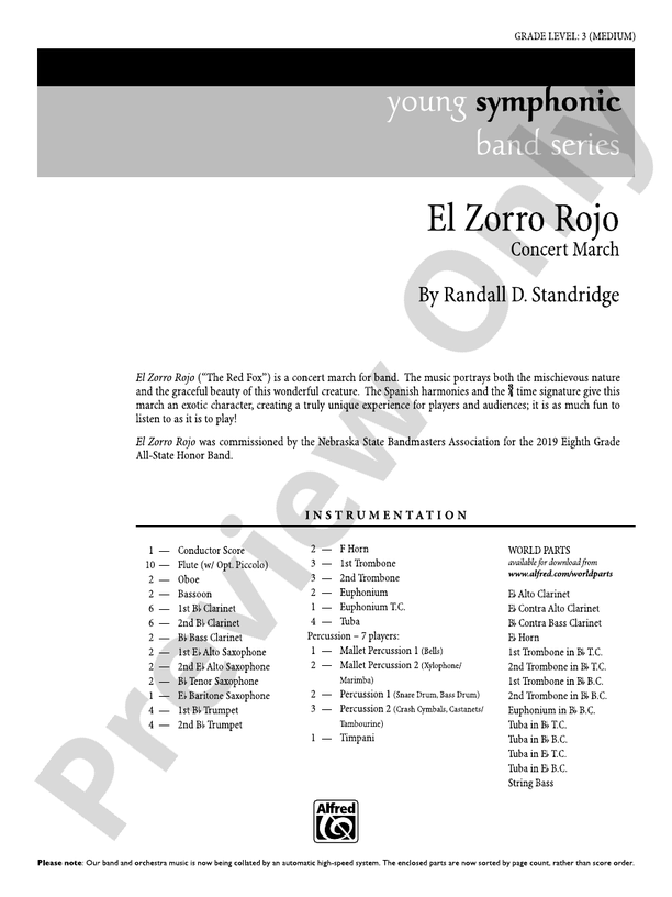 El Zorro Rojo - Concert Band Conductor Score & Parts (Digital Download)