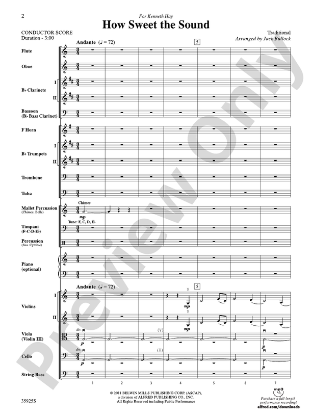 How Sweet the Sound – Ful Orchestra Conductor Score & Parts (Digital Download)