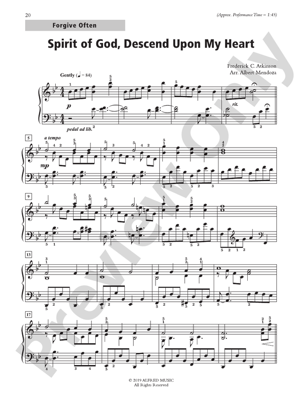 Spirit of God, Descend Upon My Heart - Piano Solo (Digital Download)